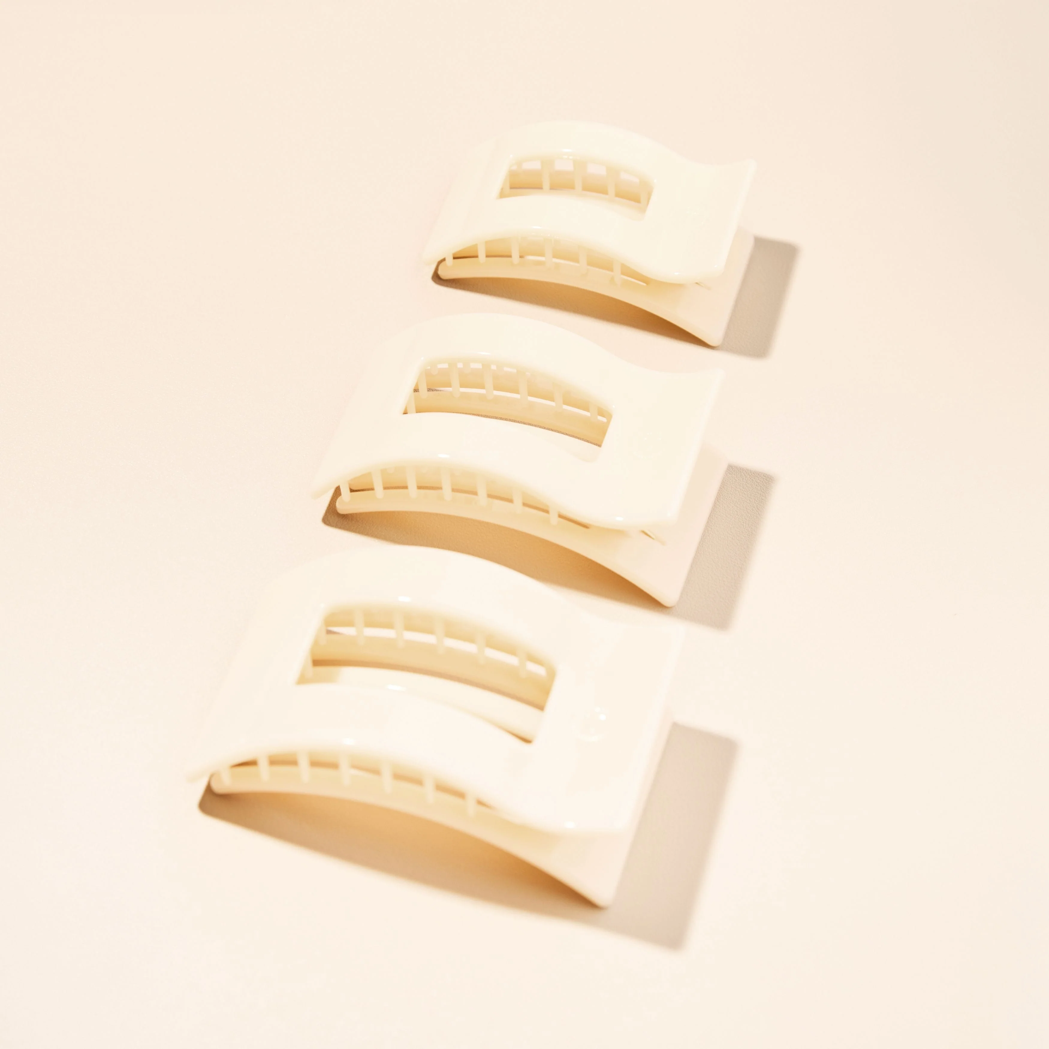 Almond Beige Small Flat Rectangle Hair Clip - Image 5