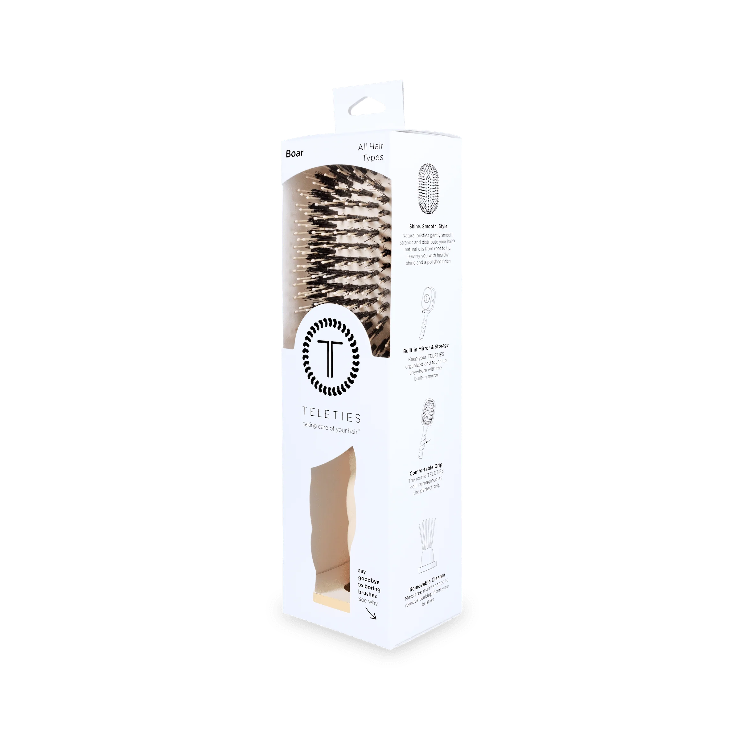Boar Bristle Hair Brush - Tan - Image 11