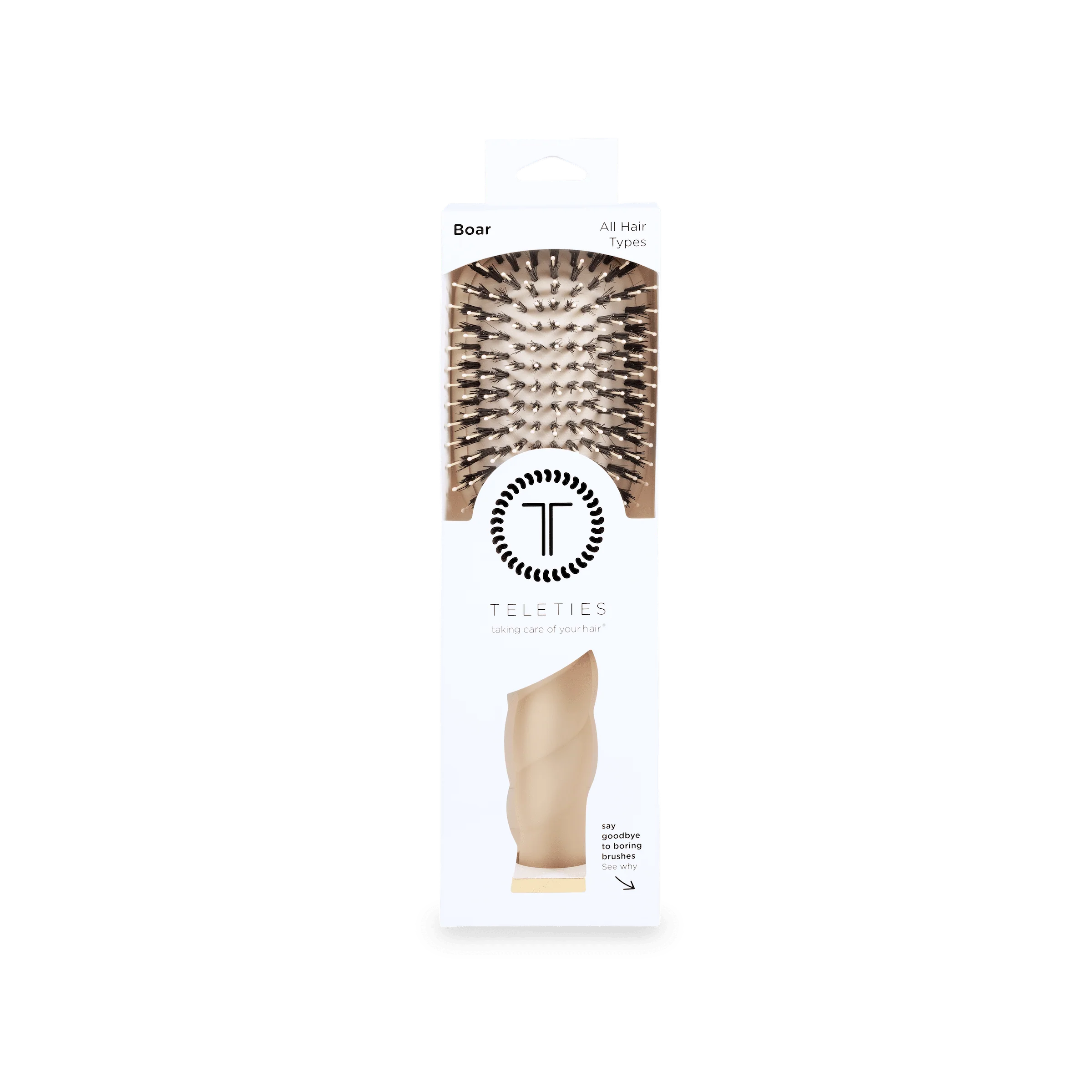 Boar Bristle Hair Brush - Tan - Image 12