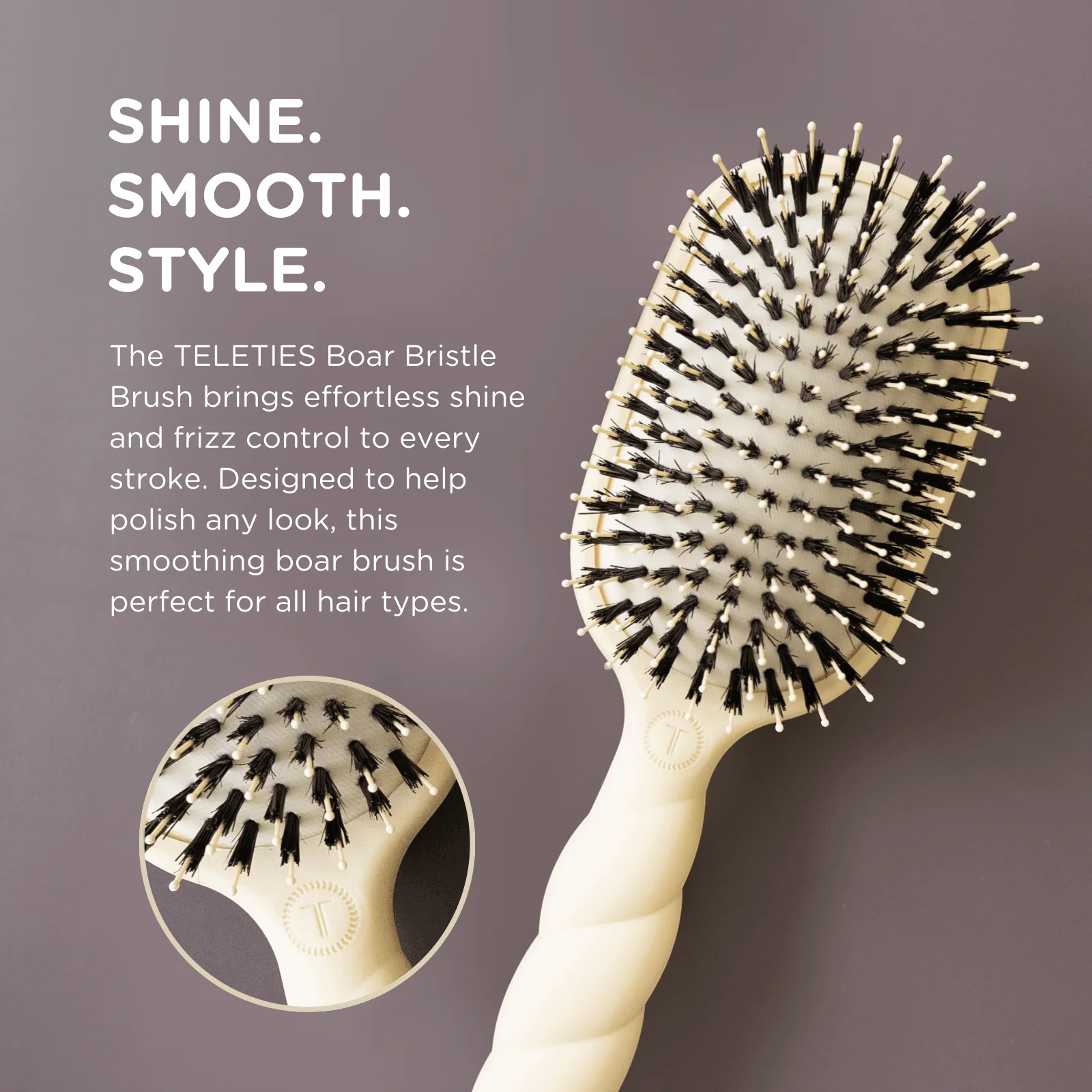 Boar Bristle Hair Brush - Tan - Image 4