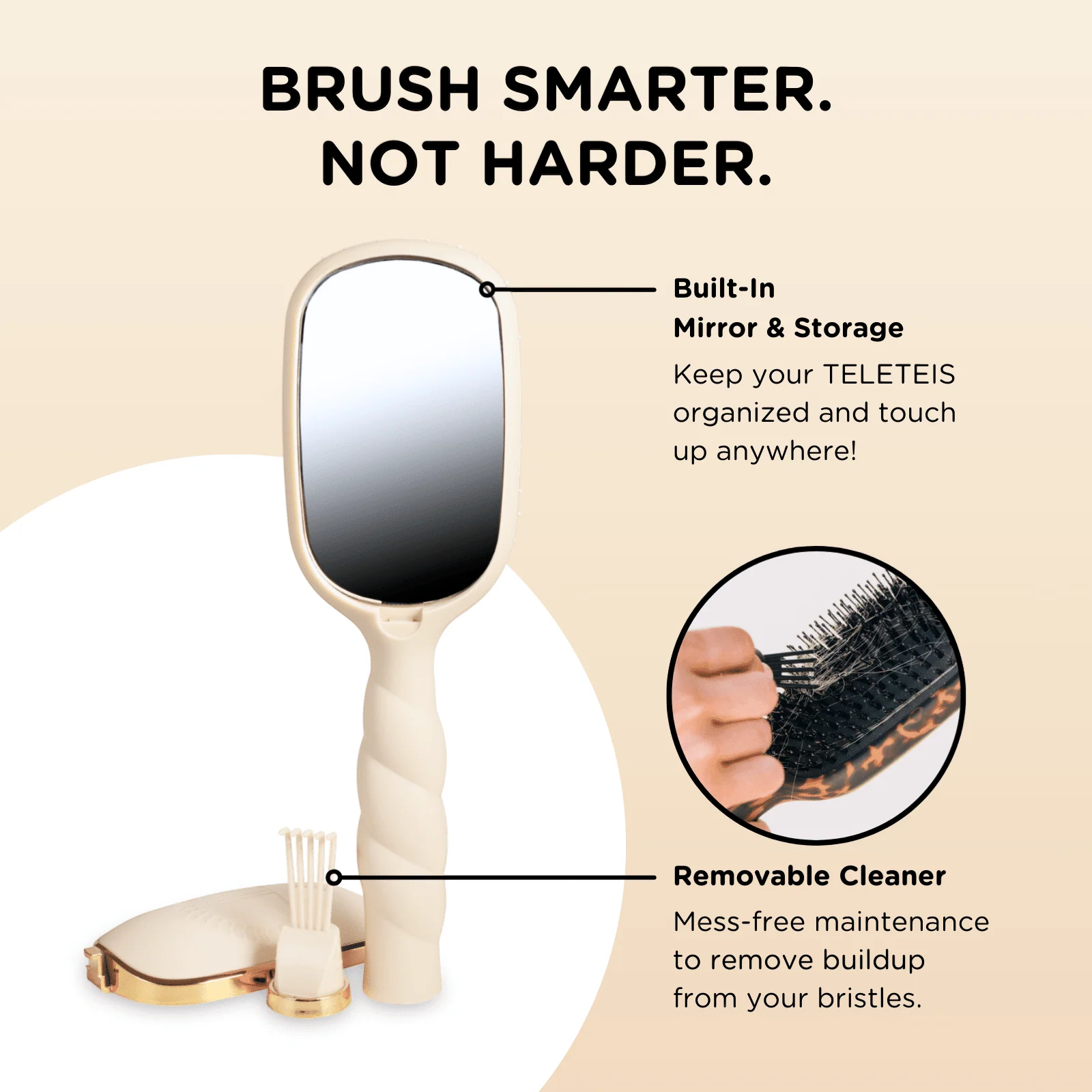 Boar Bristle Hair Brush - Tan - Image 8