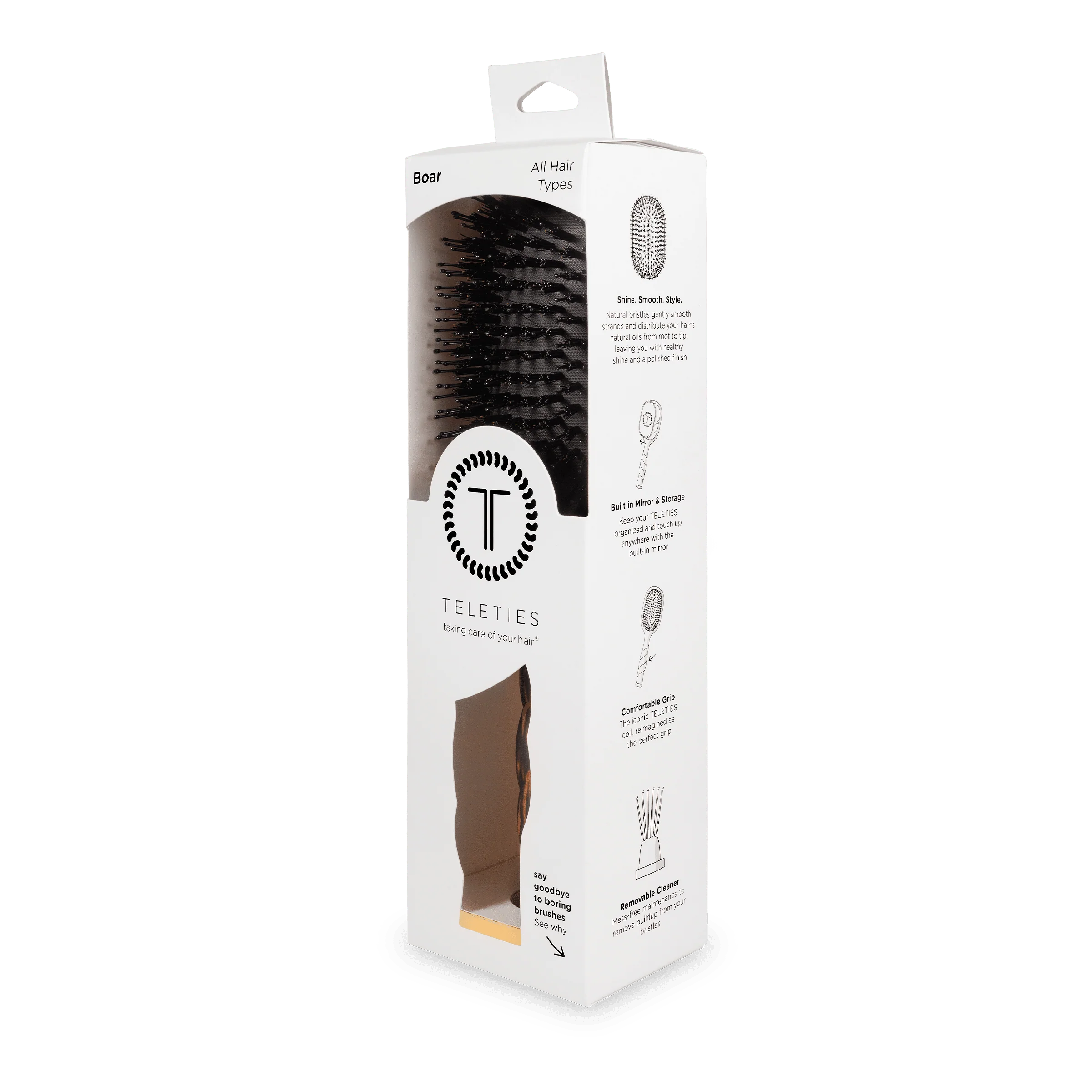 Boar Bristle Hair Brush - Tortoise - Image 11