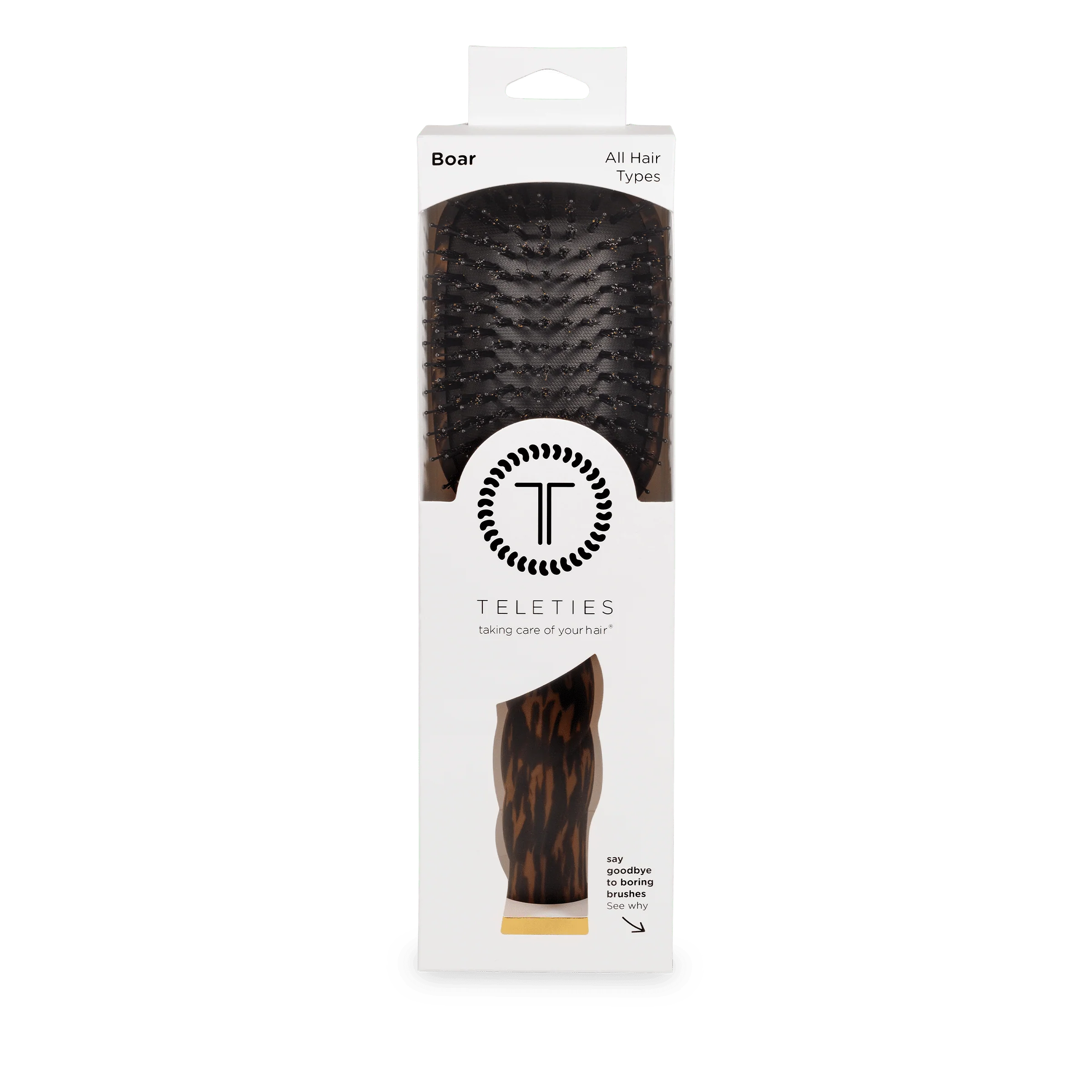 Boar Bristle Hair Brush - Tortoise - Image 12
