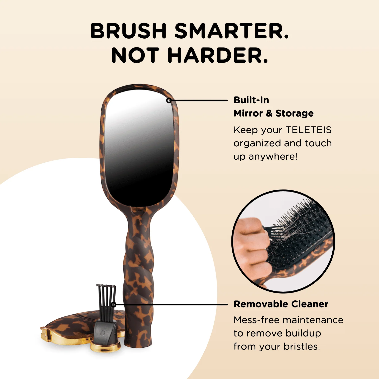 Boar Bristle Hair Brush - Tortoise - Image 3