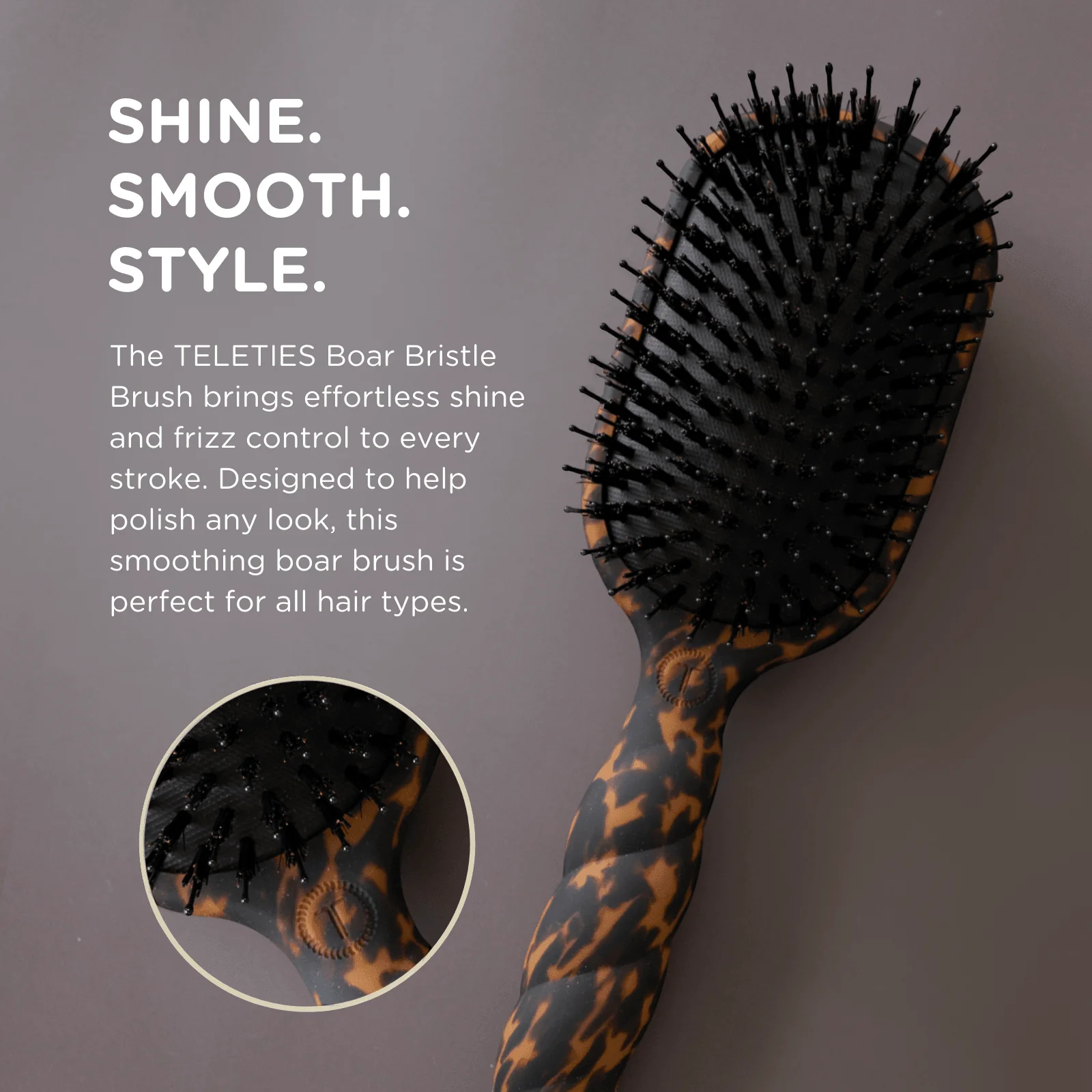 Boar Bristle Hair Brush - Tortoise - Image 4