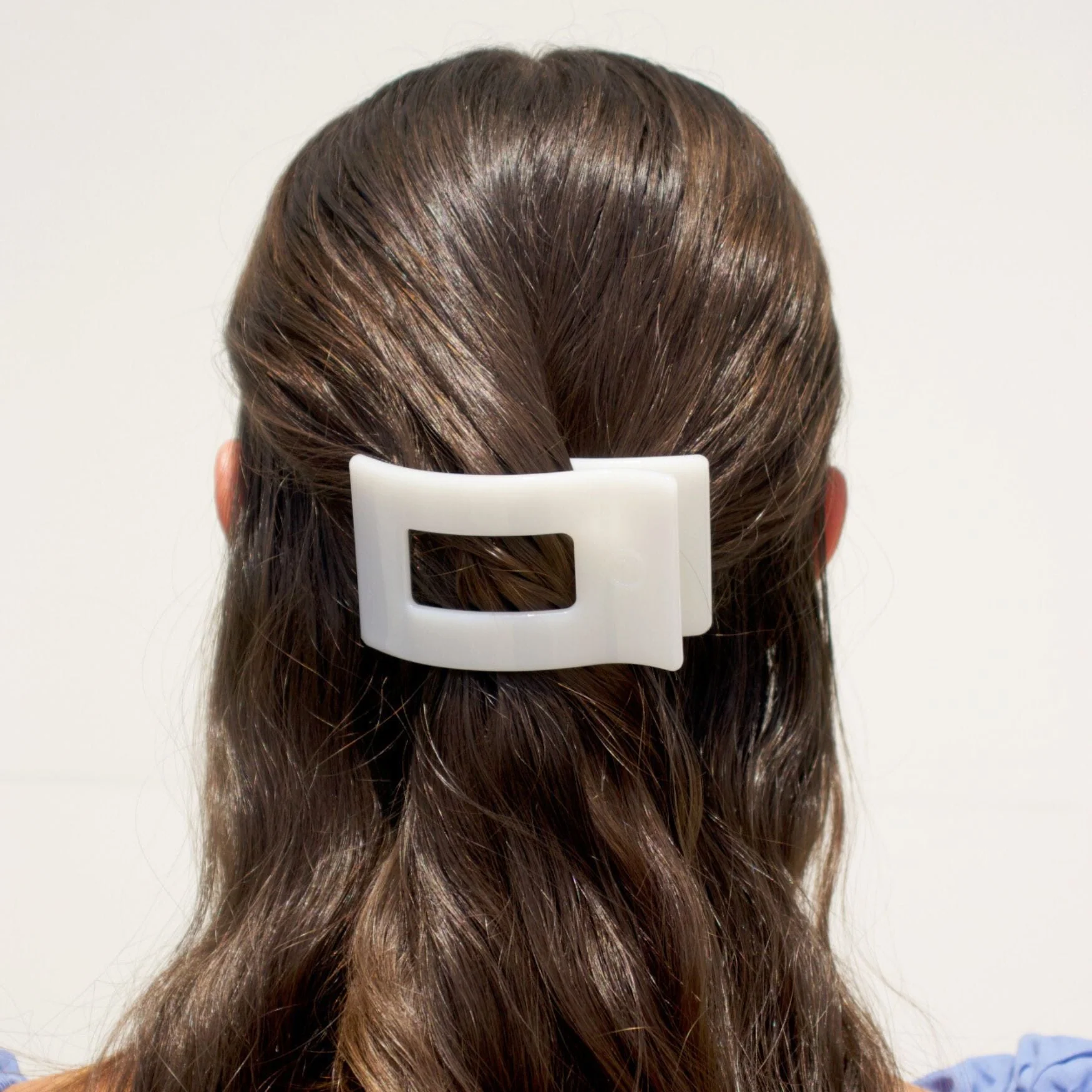 Coconut White Small Flat Rectangle Hair Clip - Image 4