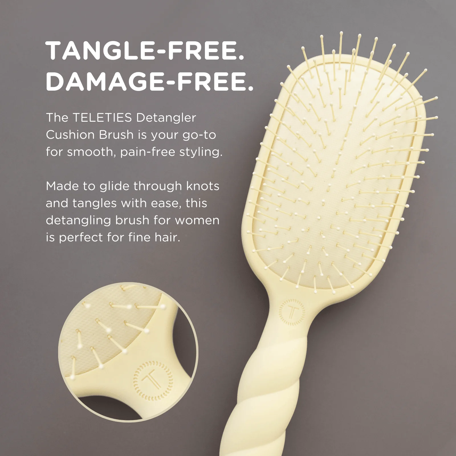 Detangler Hair Brush for Fine Hair – Tan - Image 4