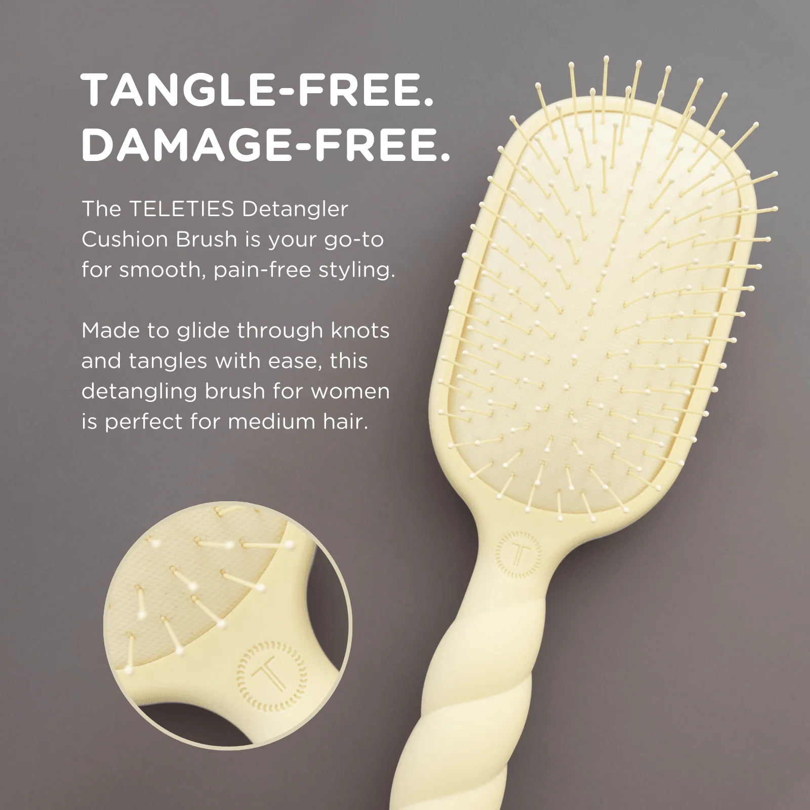 Detangler Hair Brush for Medium Hair – Tan - Image 4