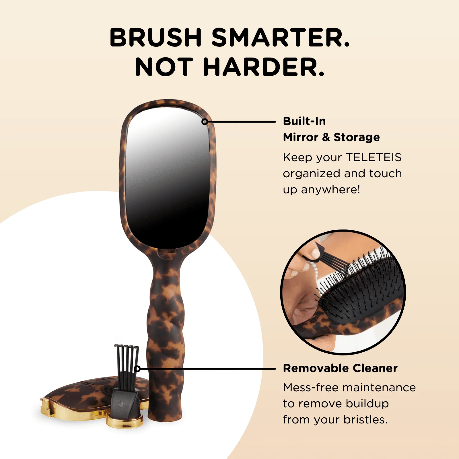Detangler Hair Brush for Medium Hair – Tortoise - Image 8