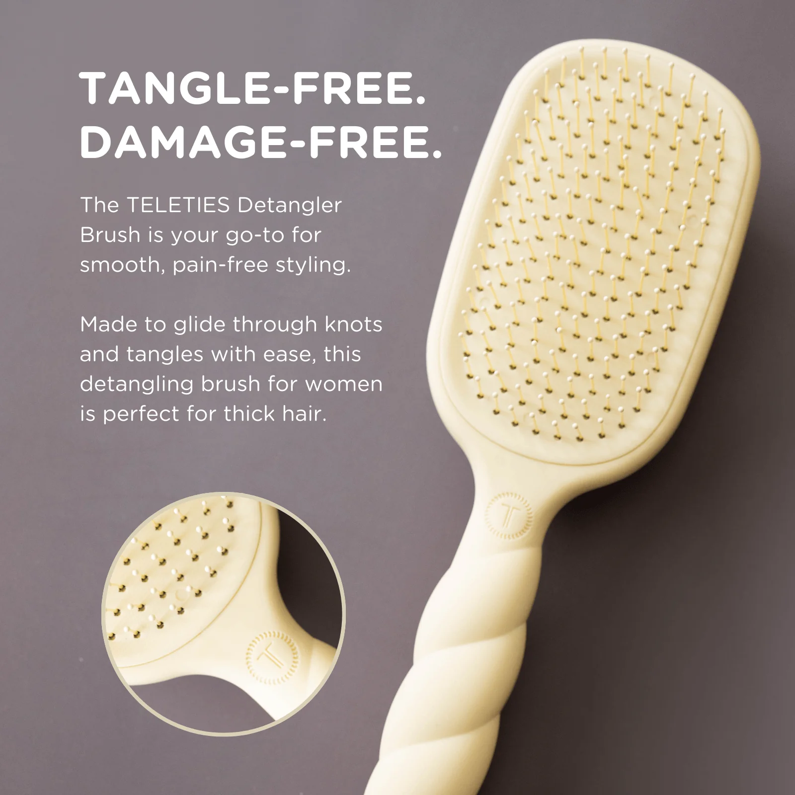Detangler Hair Brush for Thick Hair – Tan - Image 4