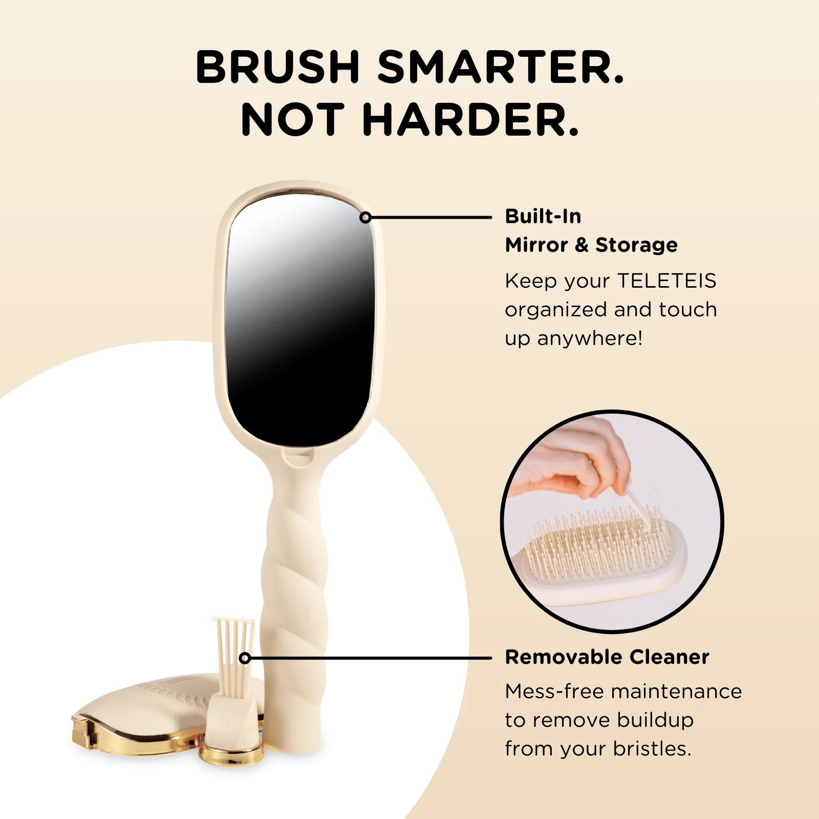 Detangler Hair Brush for Thick Hair – Tan - Image 8