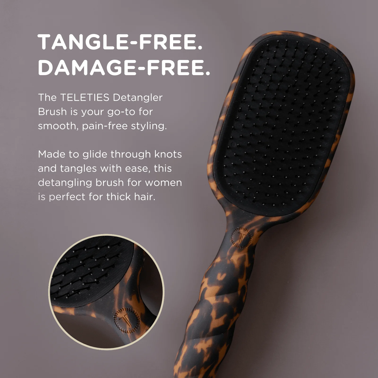 Detangler Hair Brush for Thick Hair – Tortoise - Image 4