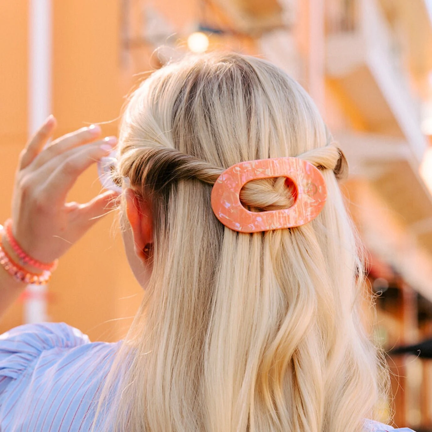 Dreamsicle Small Flat Round Hair Clip - Image 4