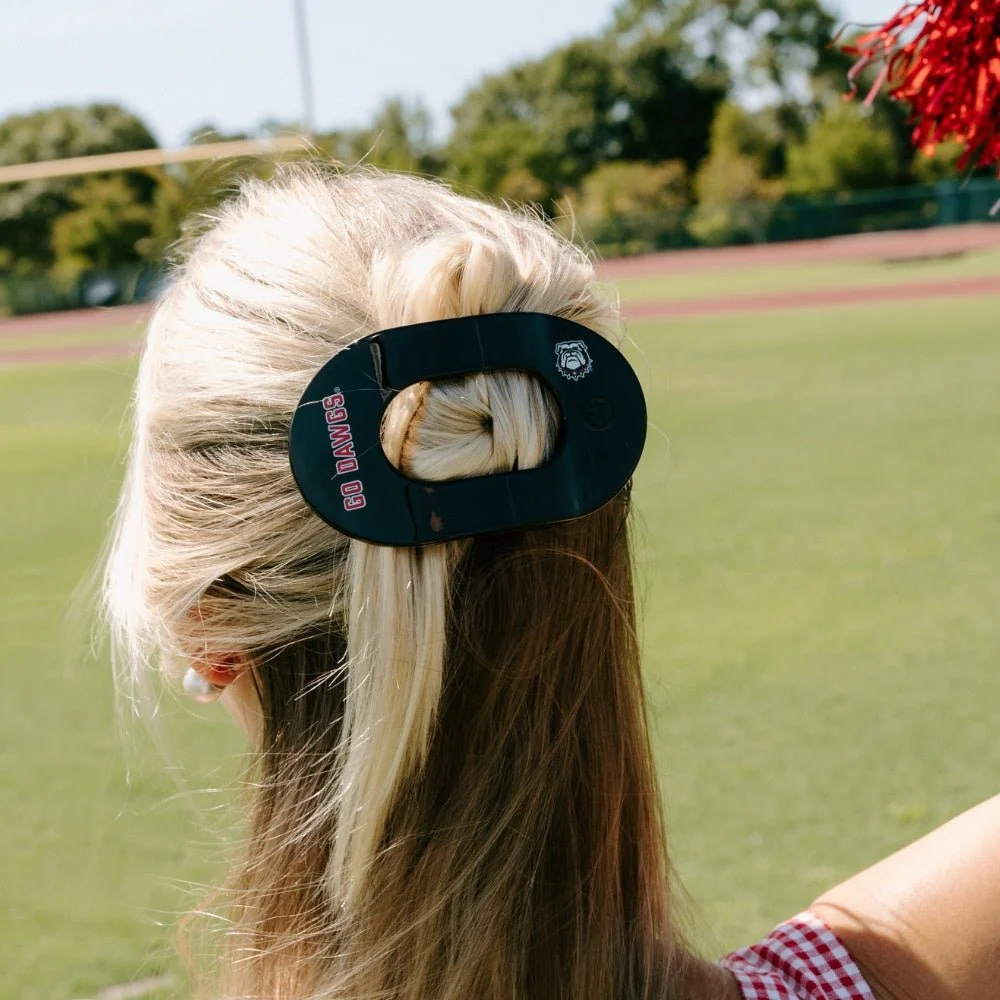 Go Dawgs! Large Flat Round Hair Clip - Image 4