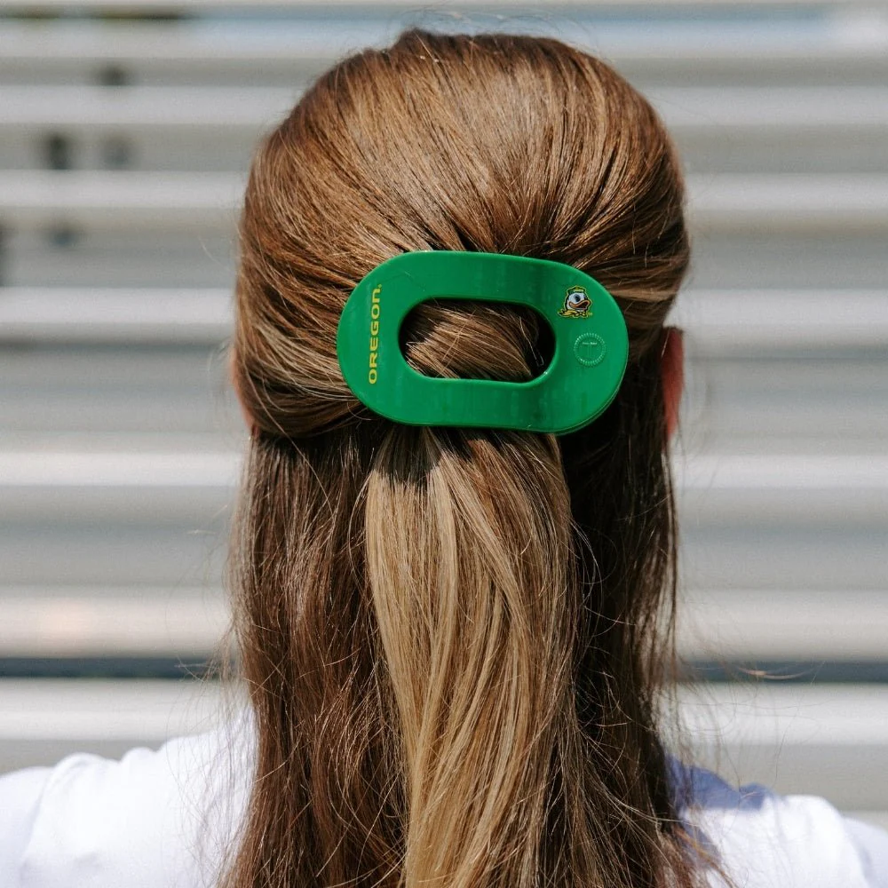 Go Ducks! Medium Flat Round Hair Clip - Image 4