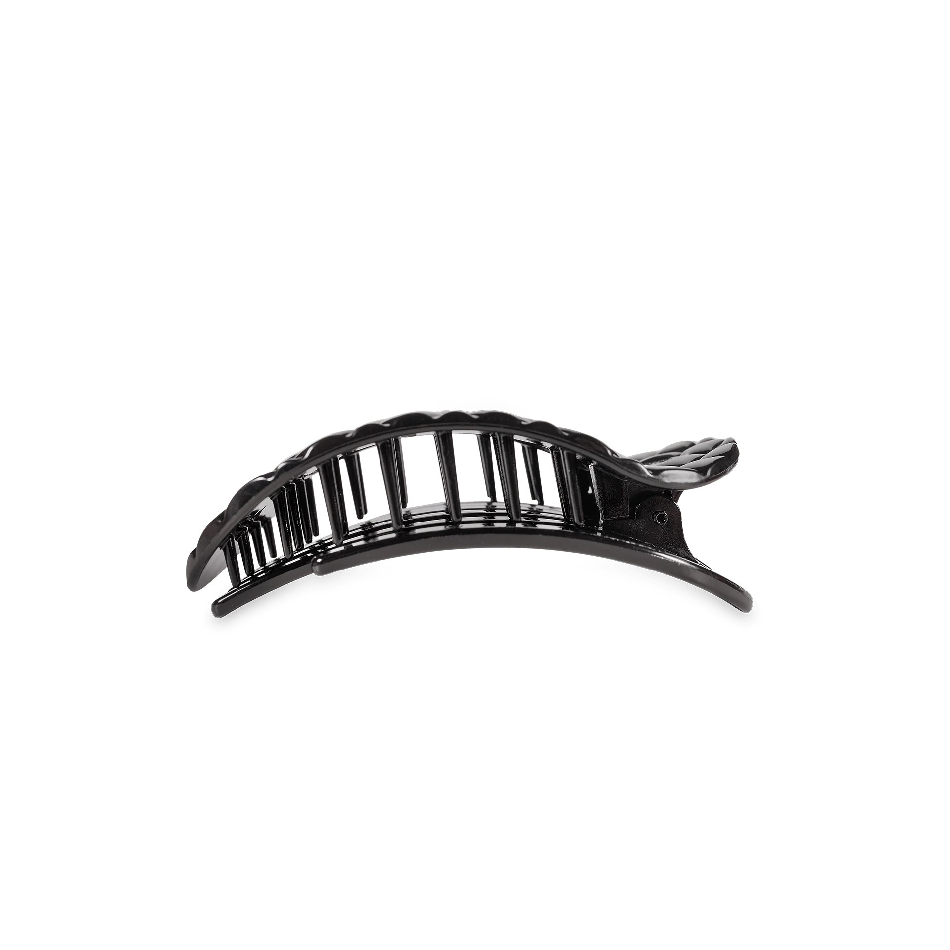 Jet Black Quilted Small Flat Round Hair Clip - Image 3