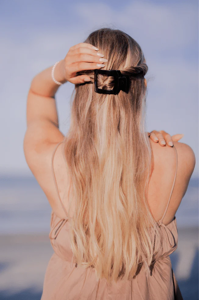 Jet Black Small Flat Square Hair Clip - Image 4