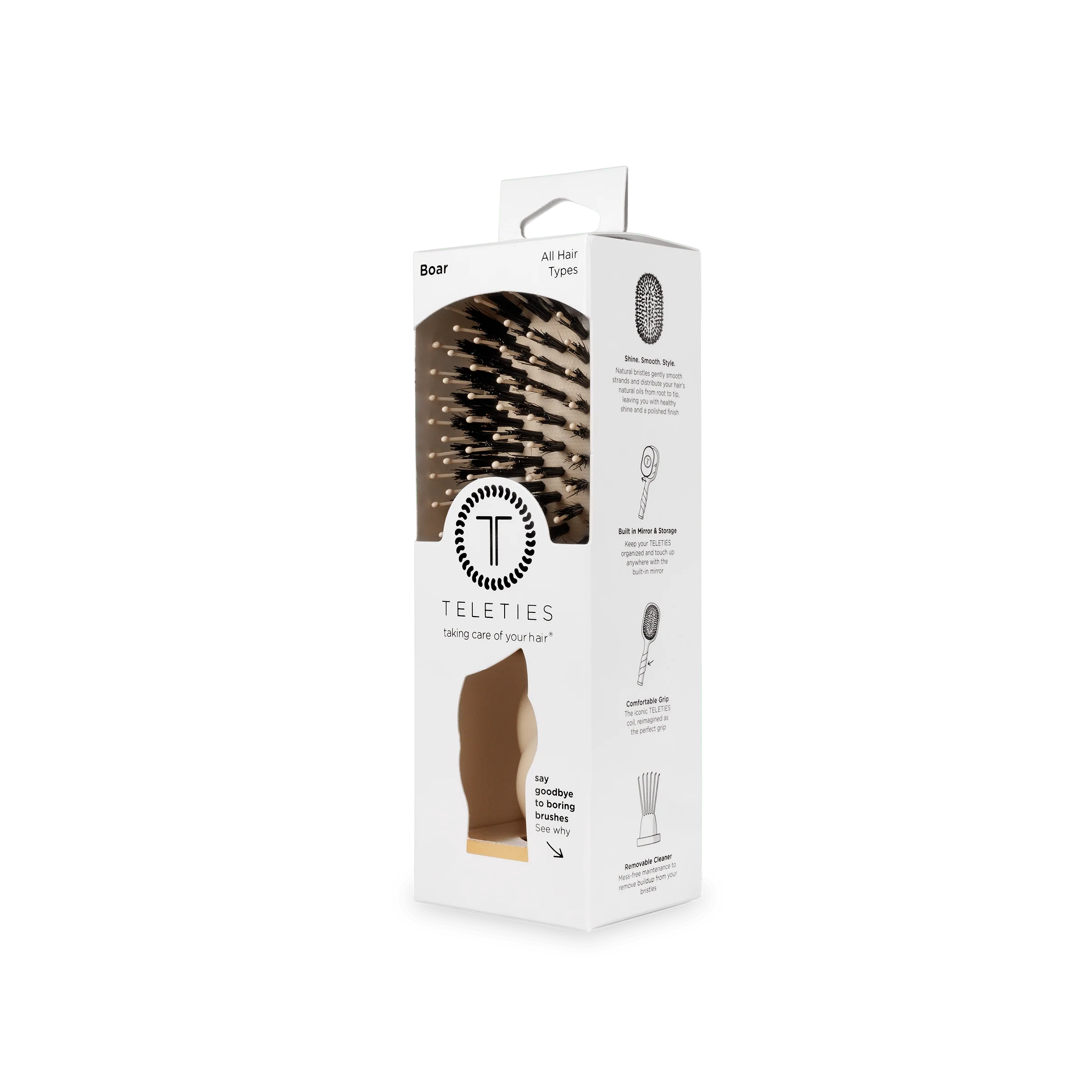 Mini Boar Bristle Hair Brush - Tan - Image 10