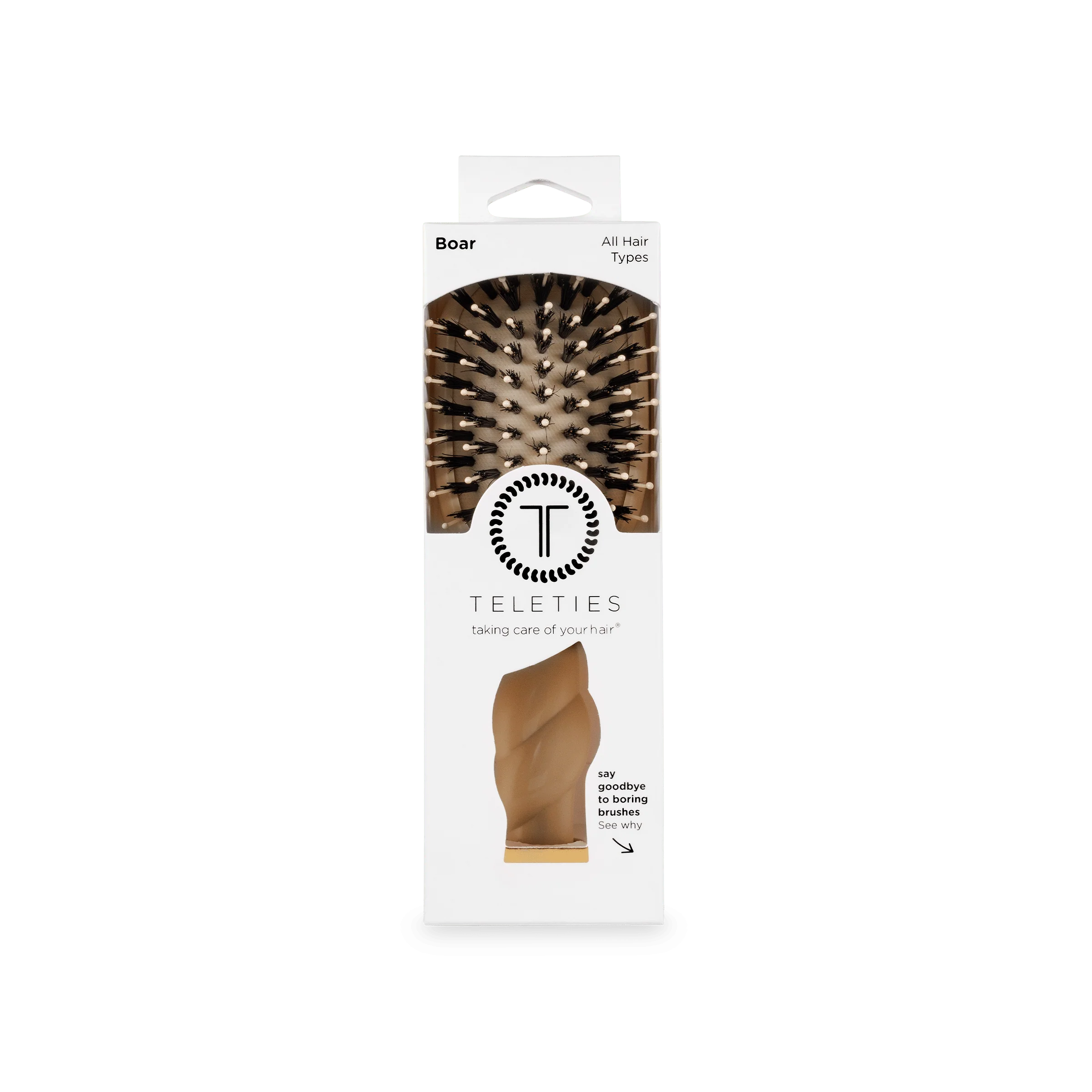 Mini Boar Bristle Hair Brush - Tan - Image 11