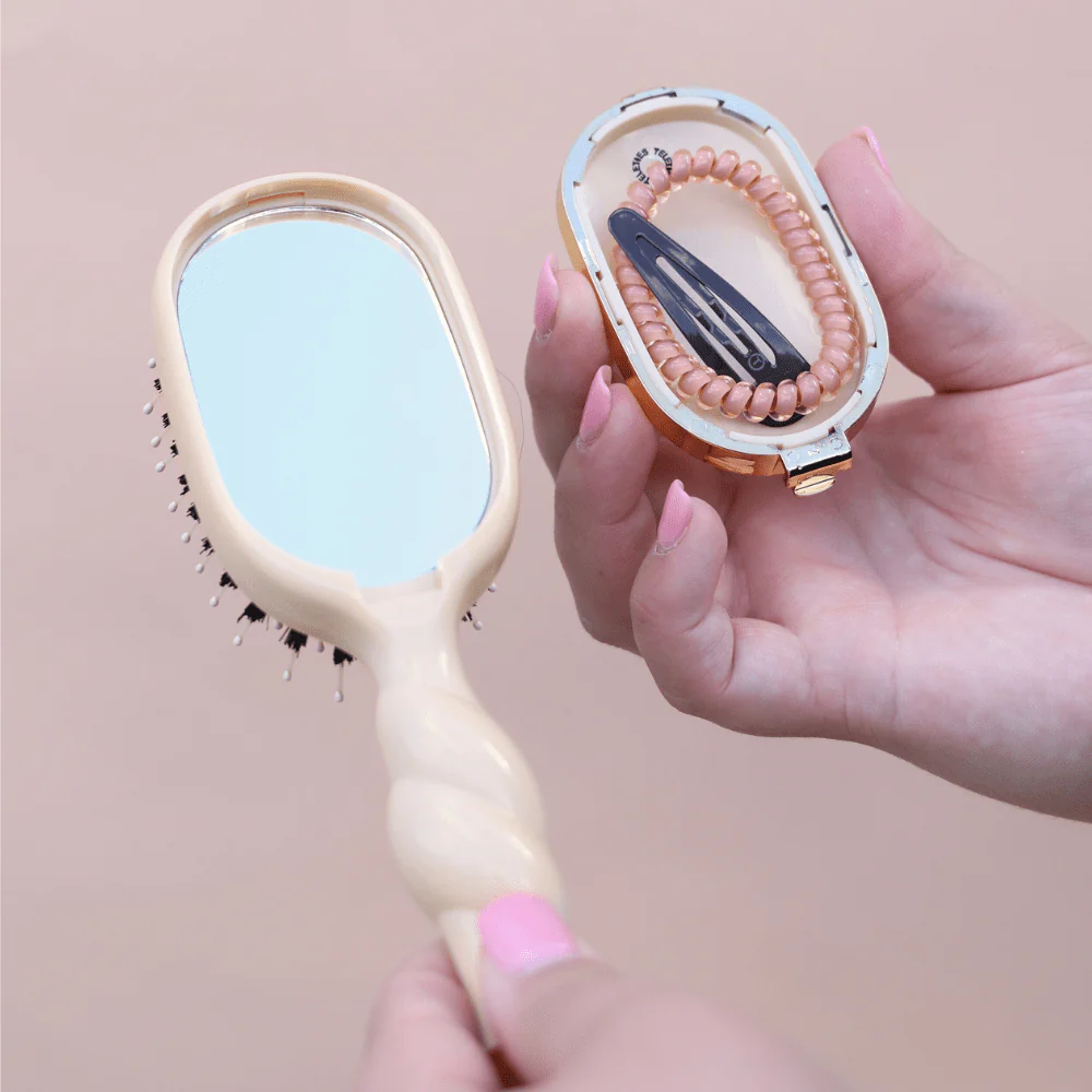 Mini Boar Bristle Hair Brush - Tan - Image 6