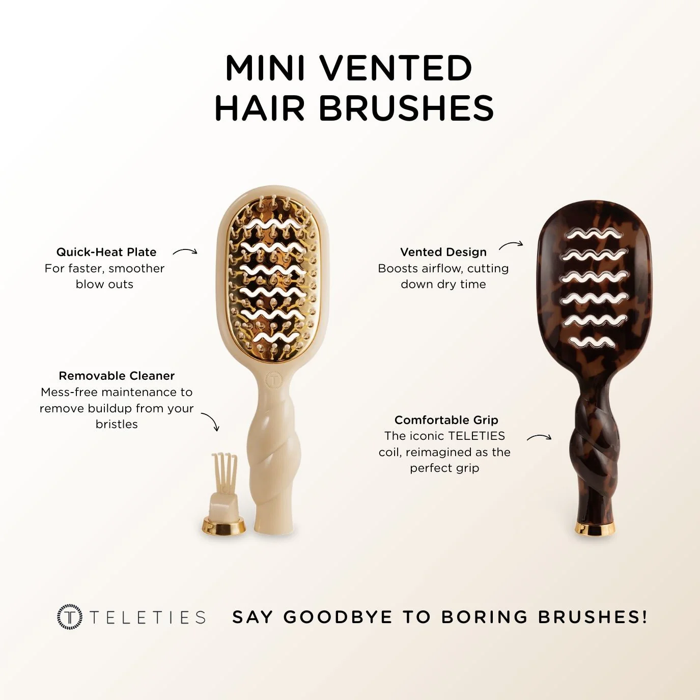 Mini Vented Hair Brush - Tan - Image 4