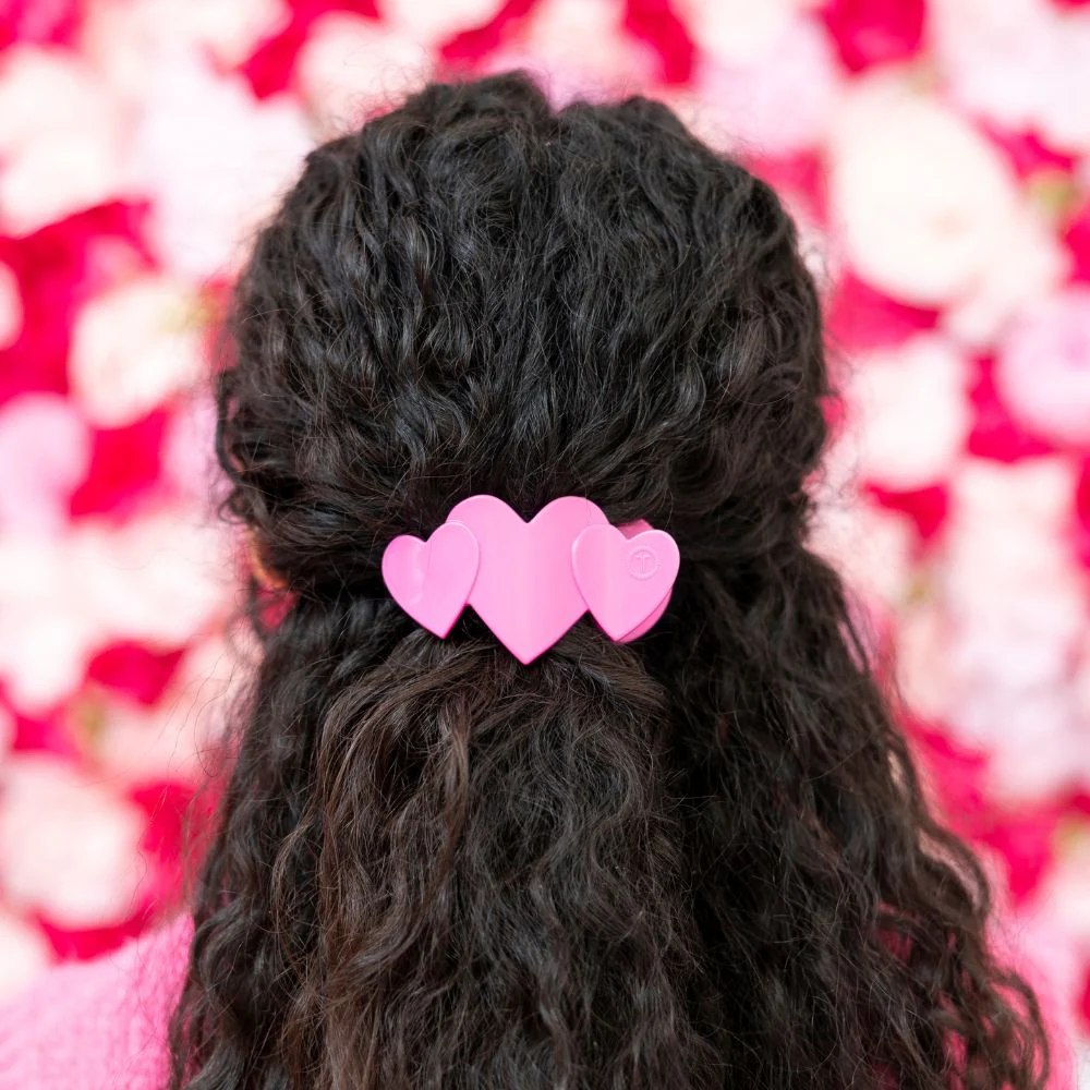 Pink Heart to Heart Small Flat Hair Clip - Image 3