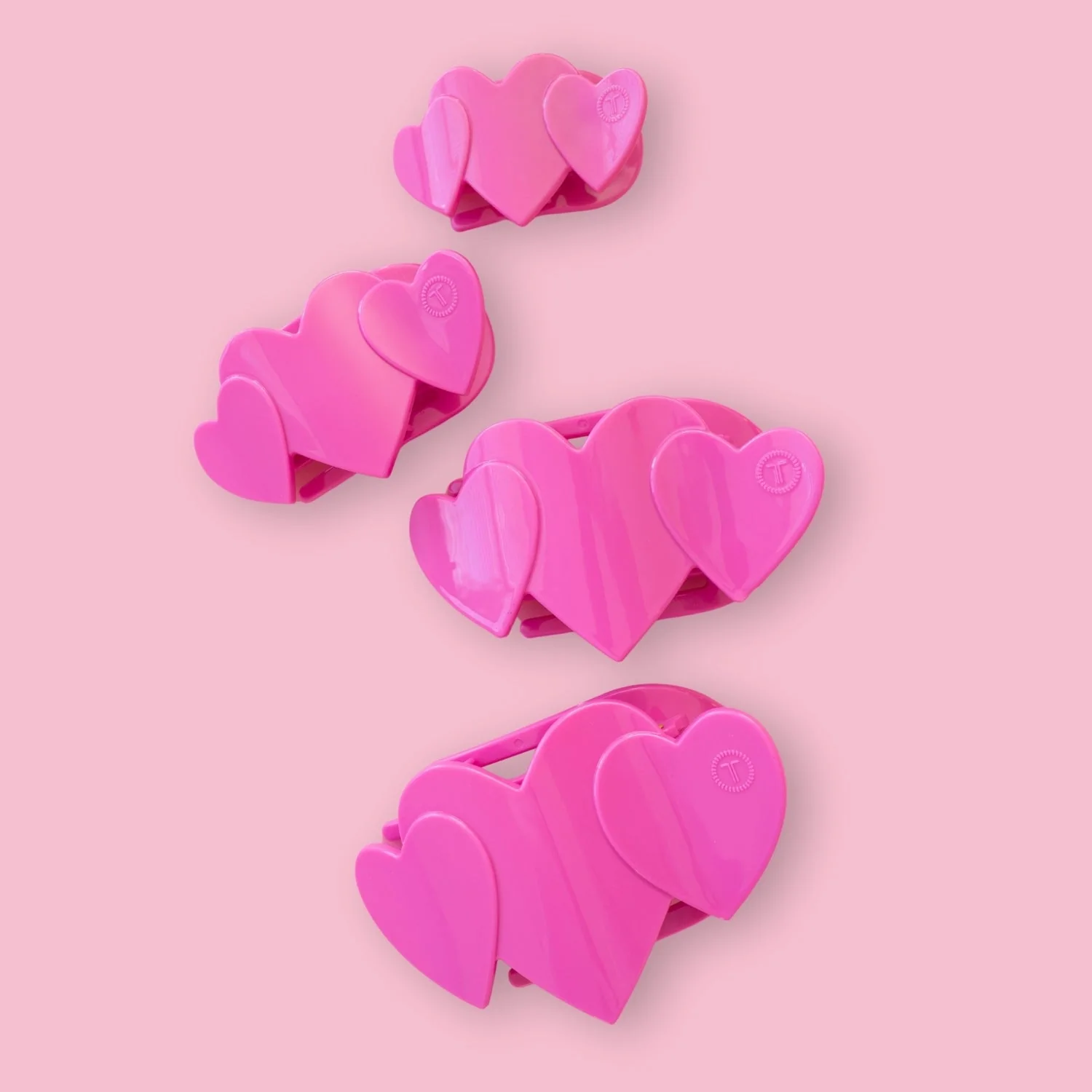 Pink Heart to Heart Small Flat Hair Clip - Image 4