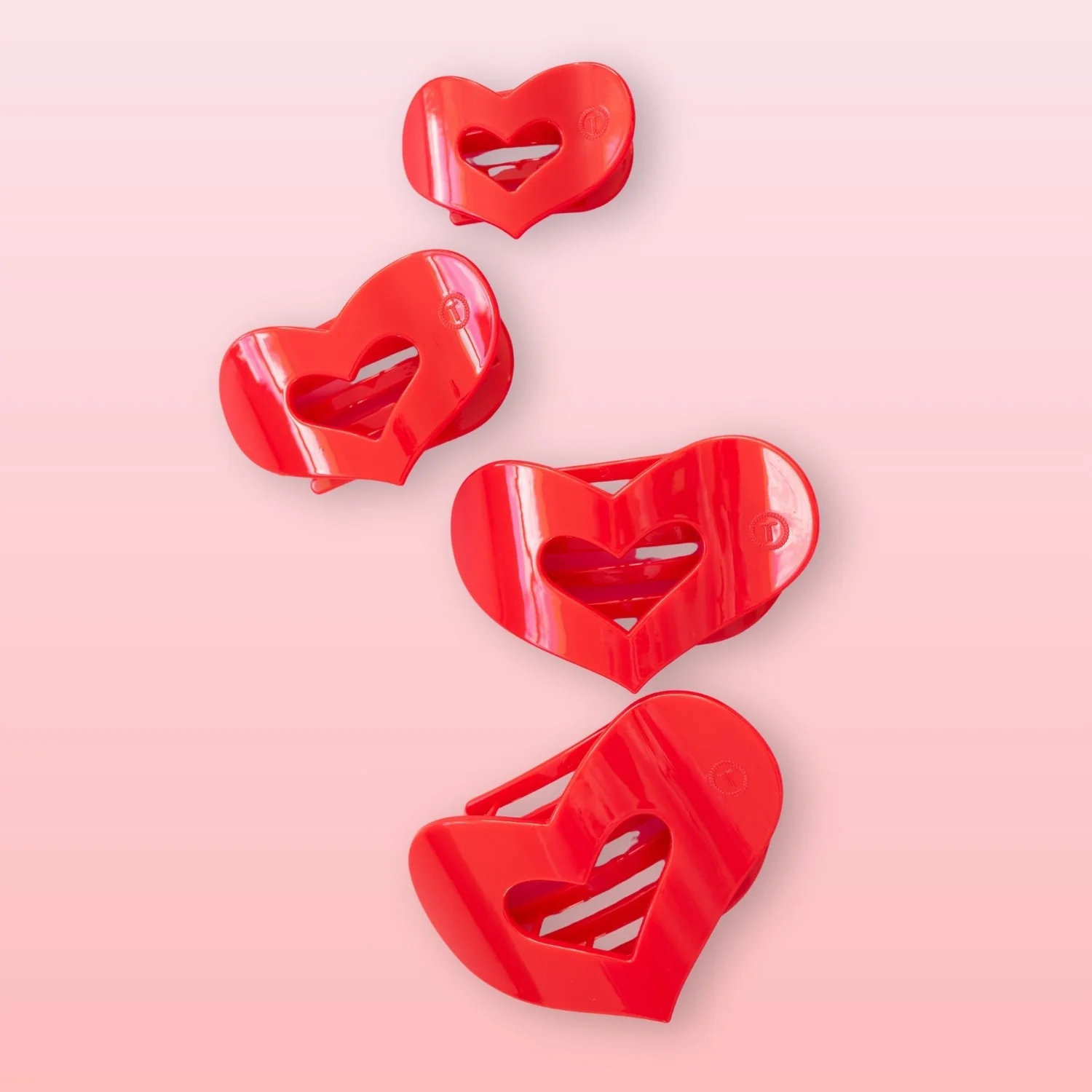 Red Heart Large Flat Hair Clip - Image 5