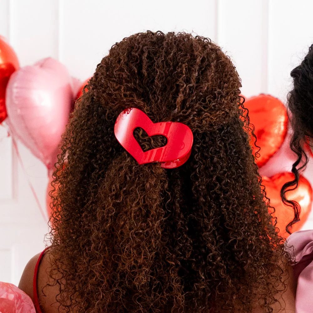 Red Heart Medium Flat Hair Clip - Image 4