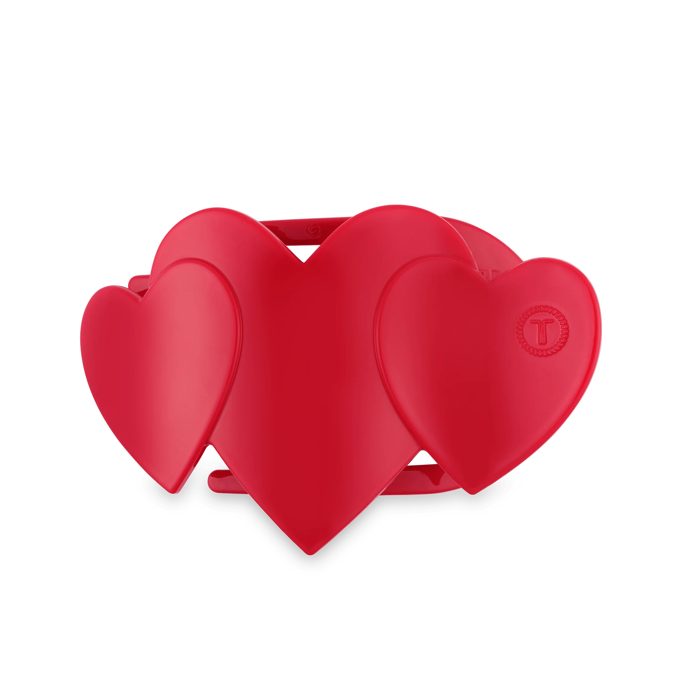 Red Heart to Heart Medium Flat Hair Clip