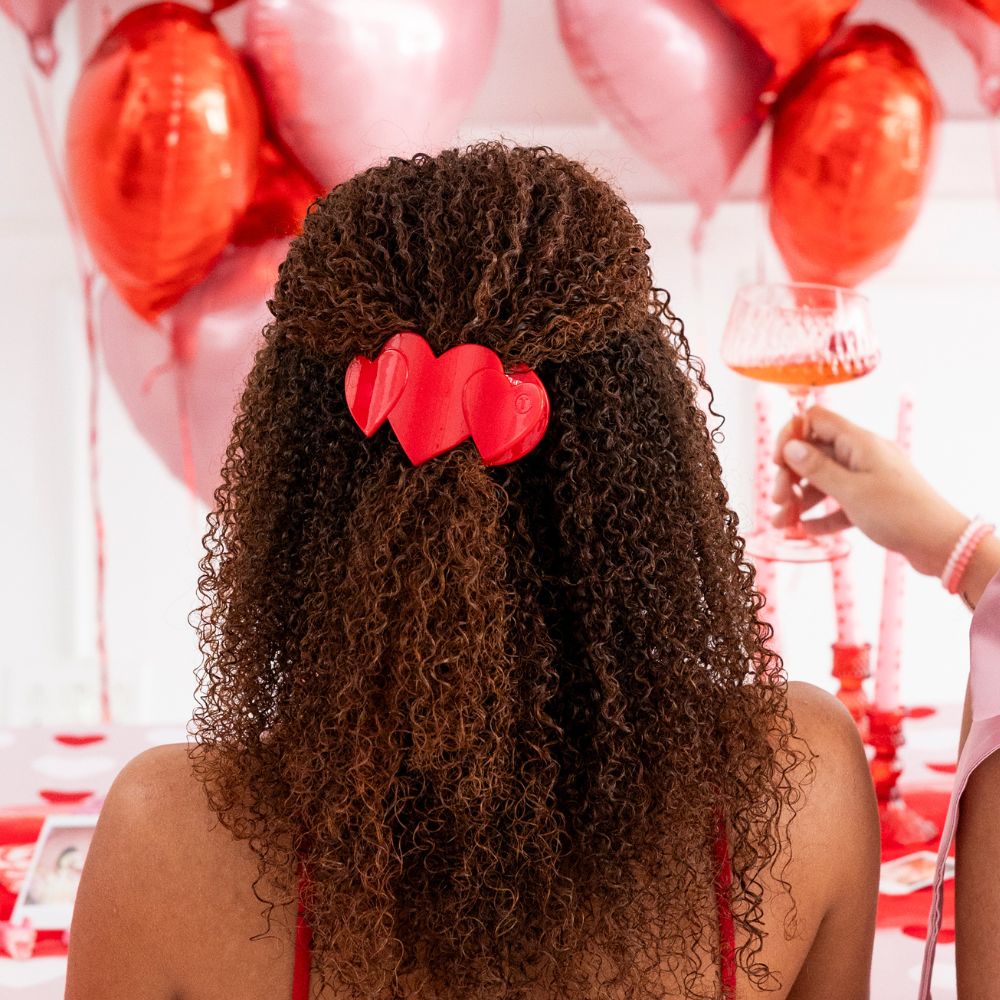 Red Heart to Heart Medium Flat Hair Clip - Image 3