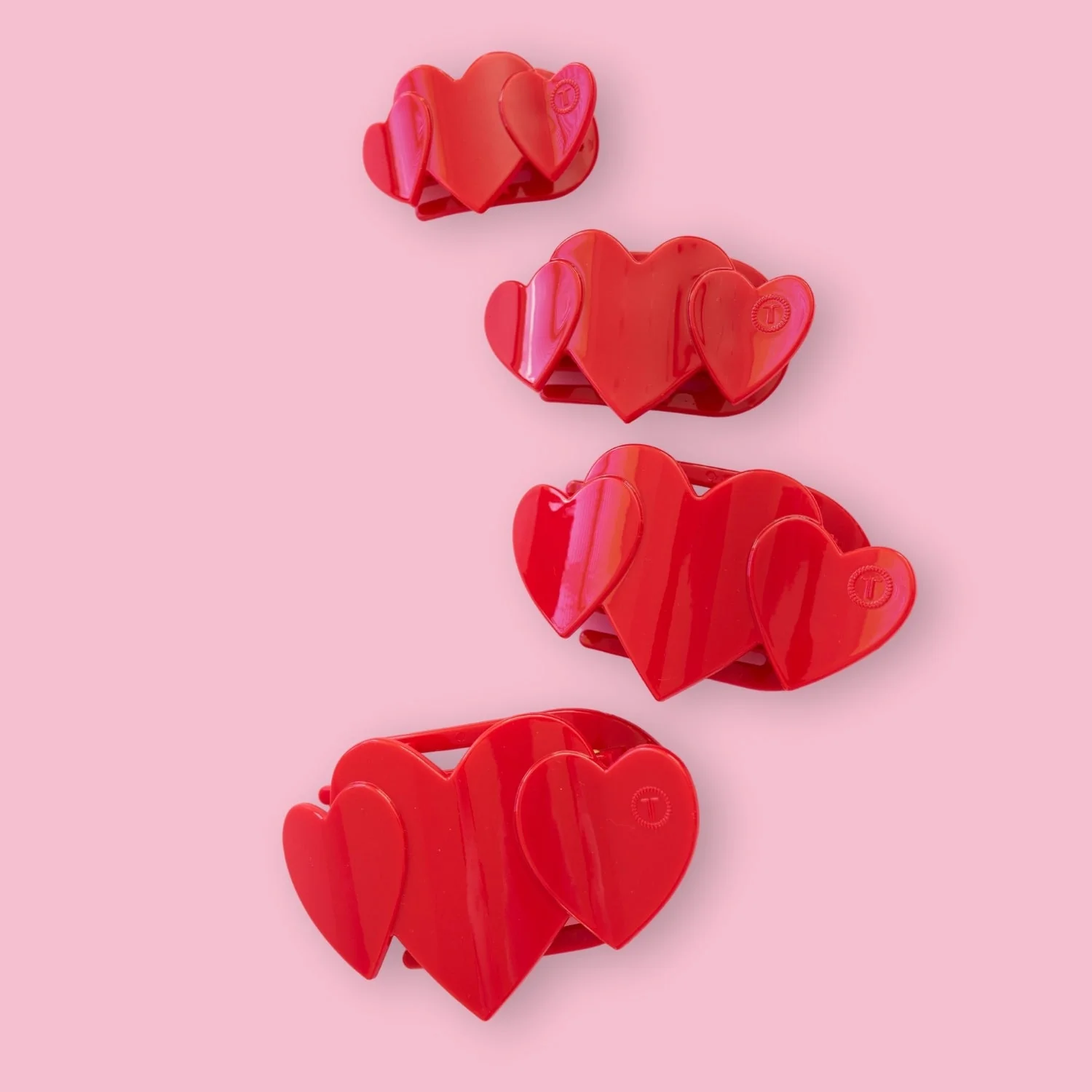 Red Heart to Heart Medium Flat Hair Clip - Image 4