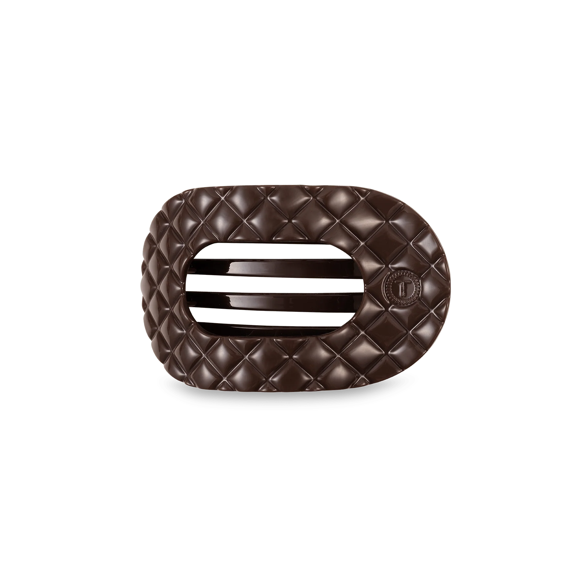 Truly Taupe Quilted Small Flat Round Hair Clip