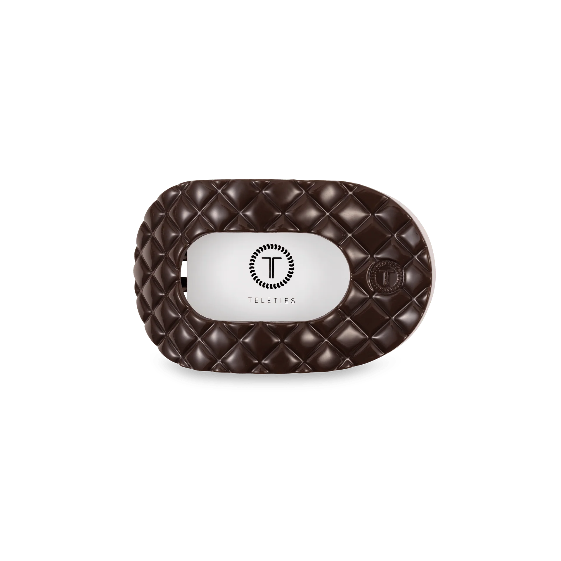 Truly Taupe Quilted Small Flat Round Hair Clip - Image 2
